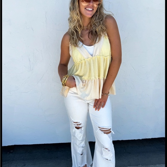 Blakeley mixed media Yellow Tank Top - Picture 1 of 6